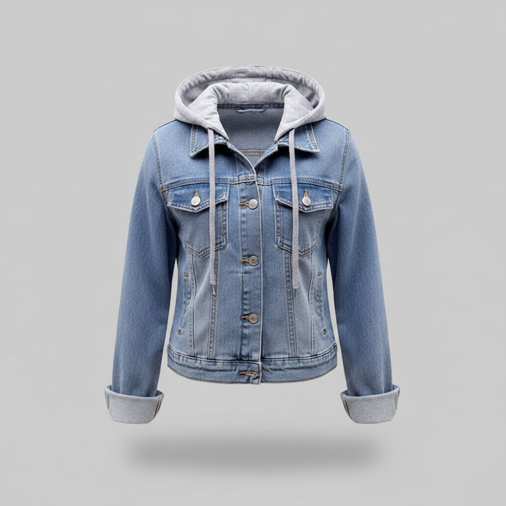 Damen Jeansjacke Mit Abnehmbarer Kapuze | Freizeitjacke