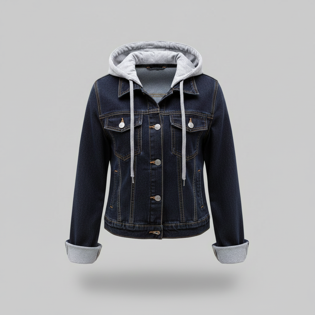 Damen Jeansjacke Mit Abnehmbarer Kapuze | Freizeitjacke