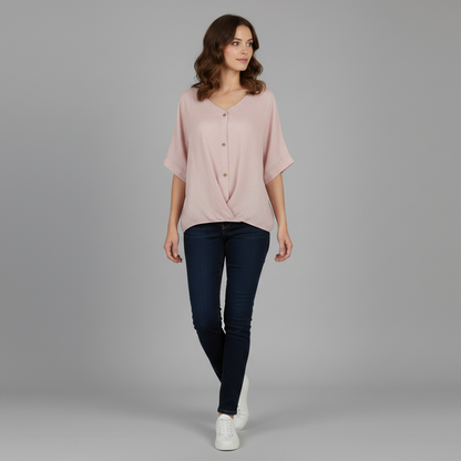 Elegante V-Ausschnitt Damenbluse | Weiße Bluse für Festliche Anlässe