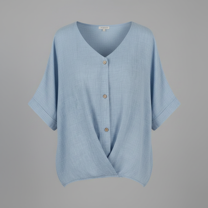 Elegante V-Ausschnitt Damenbluse | Weiße Bluse für Festliche Anlässe